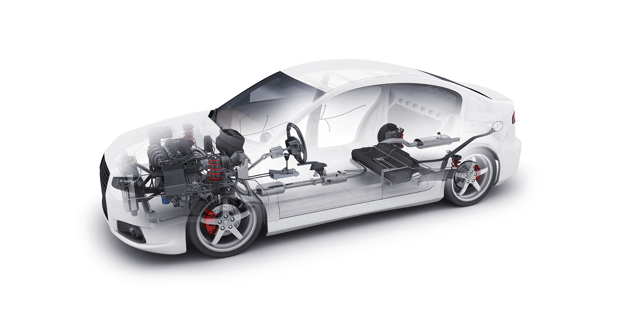 Transparent,Car,And,Spare,And,Engine,And,Other,Detail.,3d